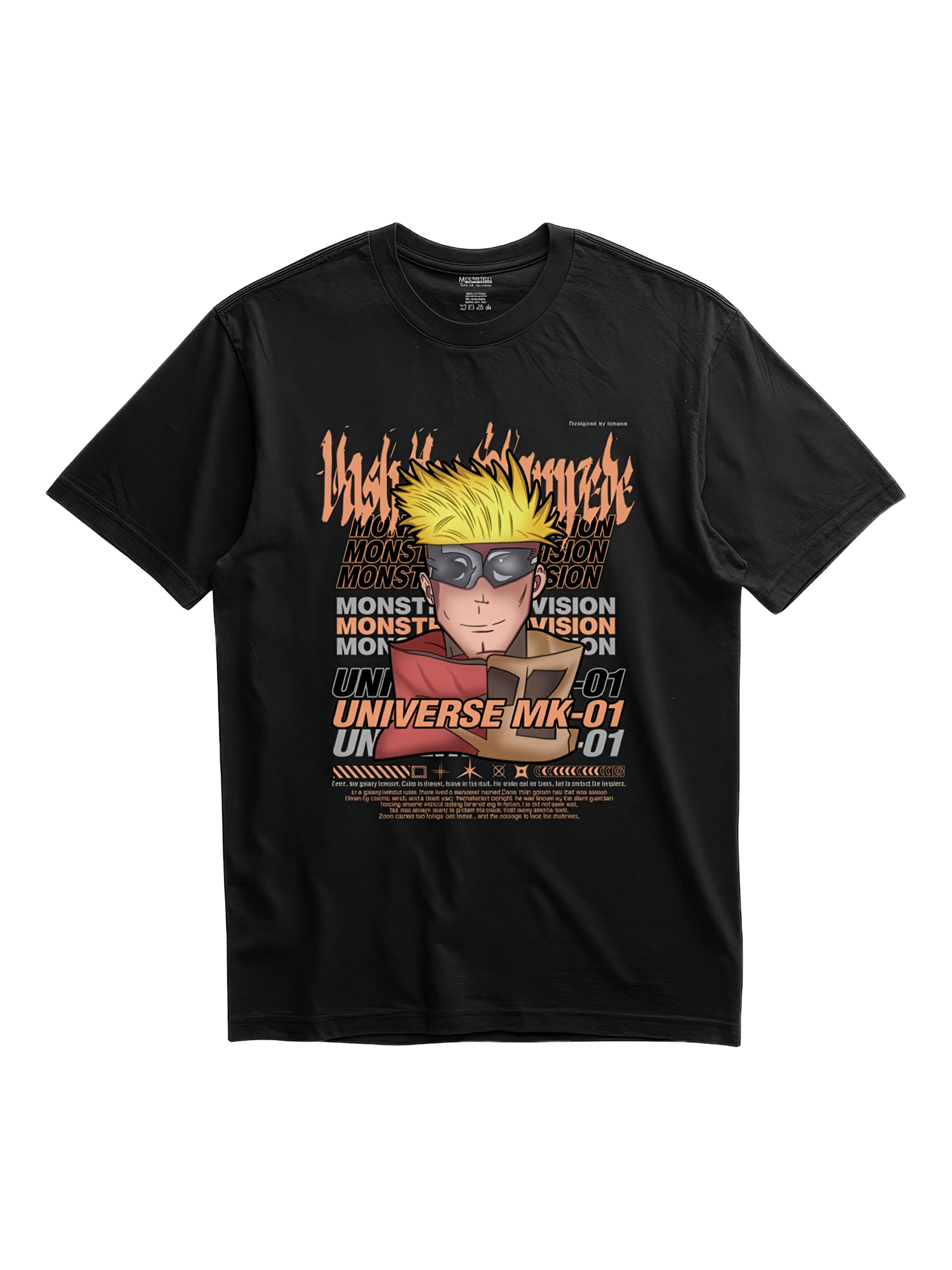 Monstreet Regular Fit Black Cotton Graphic Tshirt UTR195 view 2