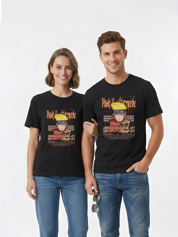 Monstreet Regular Fit Black Cotton Graphic Tshirt UTR195 view 3