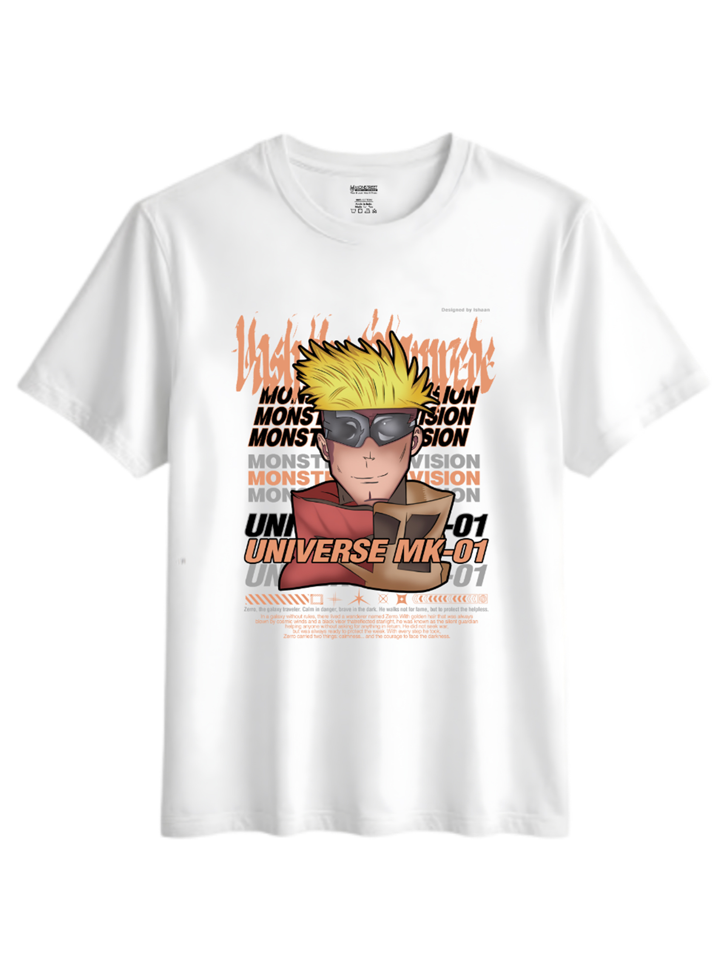 Monstreet Regular Fit White Cotton Graphic Tshirt UTR195 view 2