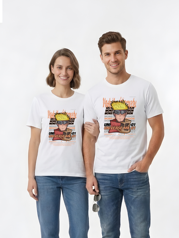 Monstreet Regular Fit White Cotton Graphic Tshirt UTR195 view 3