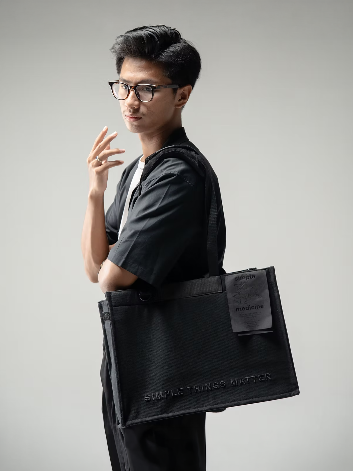 Grounds - Black on Black Large Catto Totebag view 4