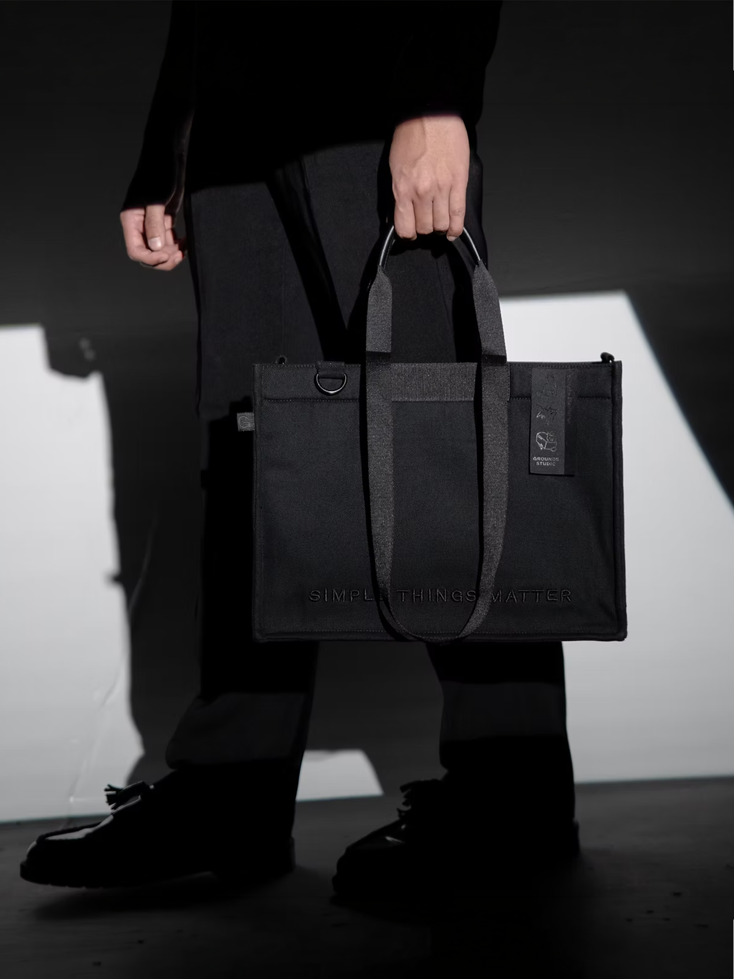 Grounds - Black on Black Medium Catto Totebag view 5