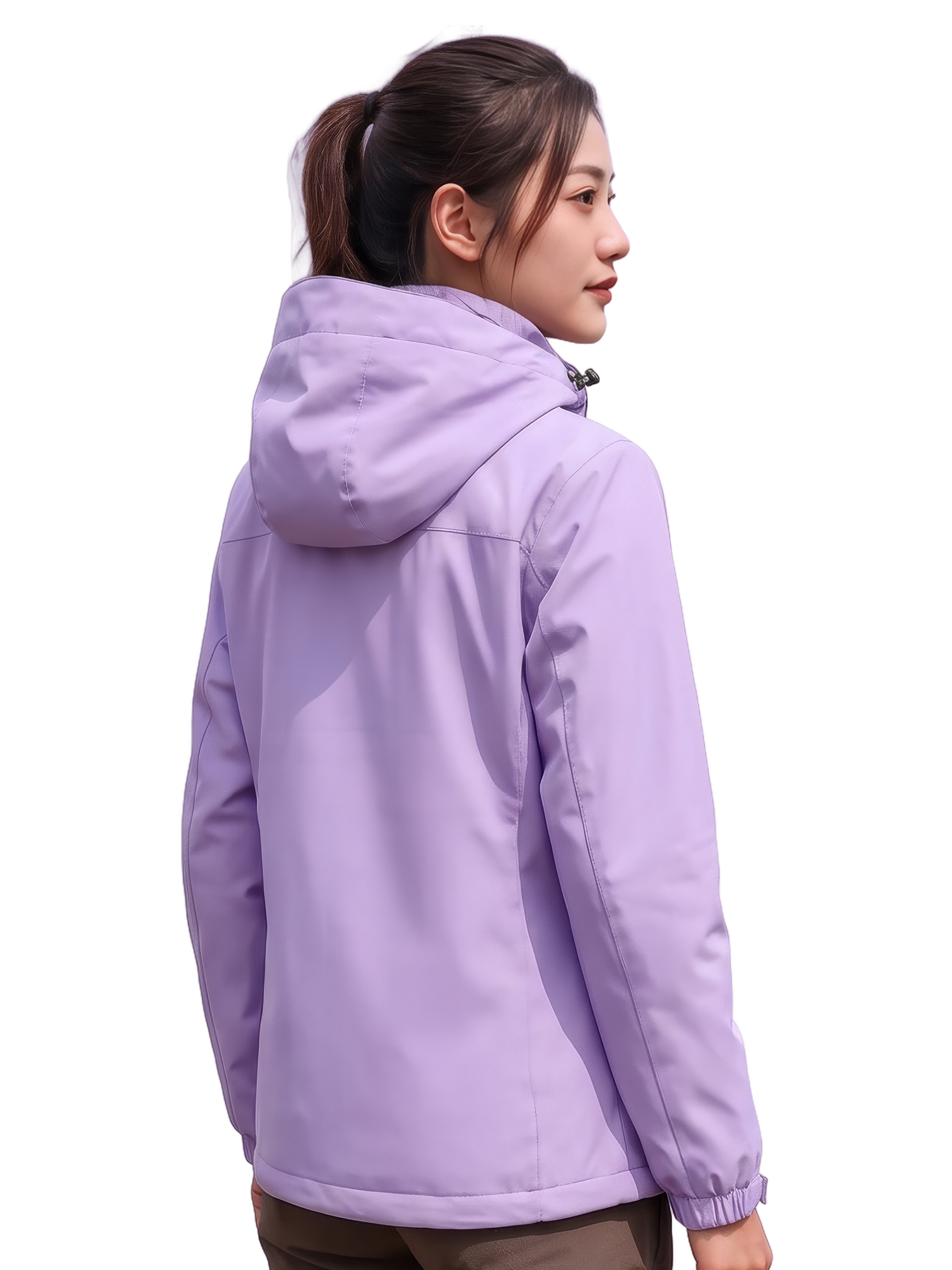 Jaket Gunung Wanita Outer Layer Detachable Hood WaterResist Hiking UL view 2
