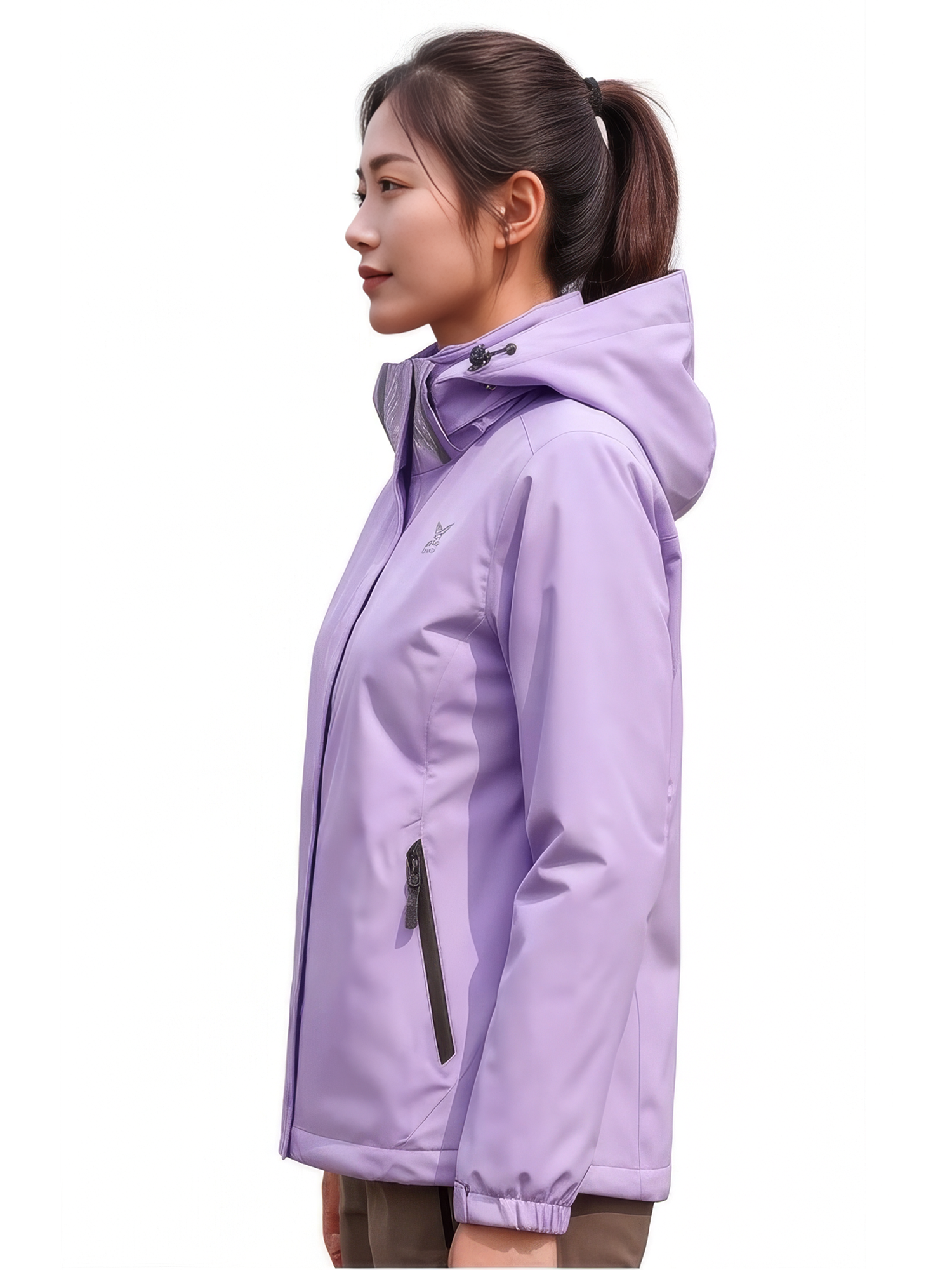 Jaket Gunung Wanita Outer Layer Detachable Hood WaterResist Hiking UL view 3