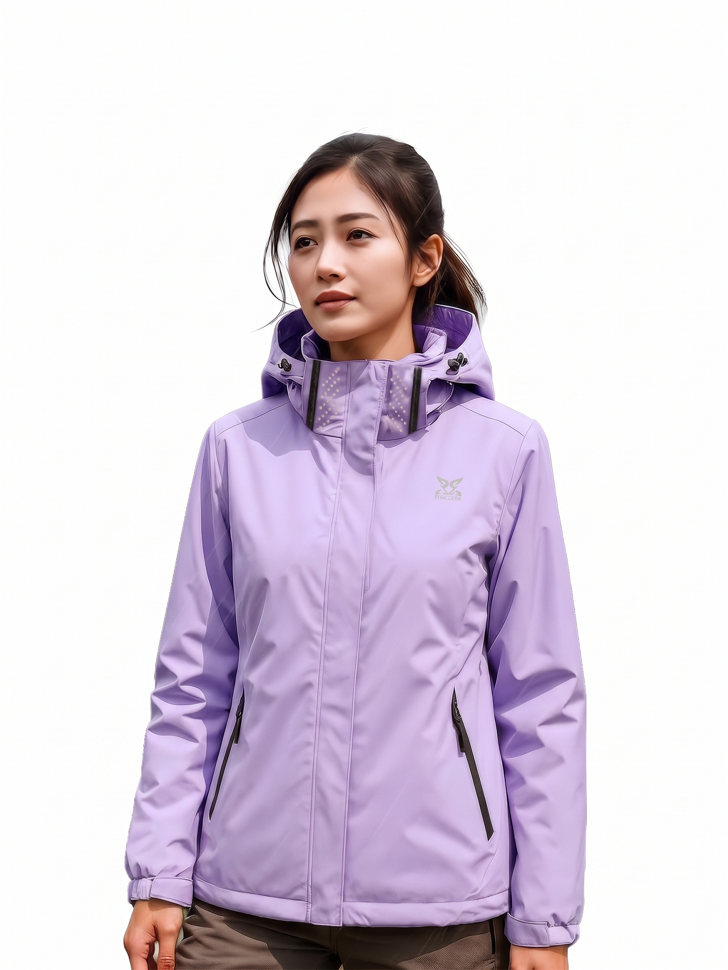 Jaket Gunung Wanita Outer Layer Detachable Hood WaterResist Hiking UL view 6