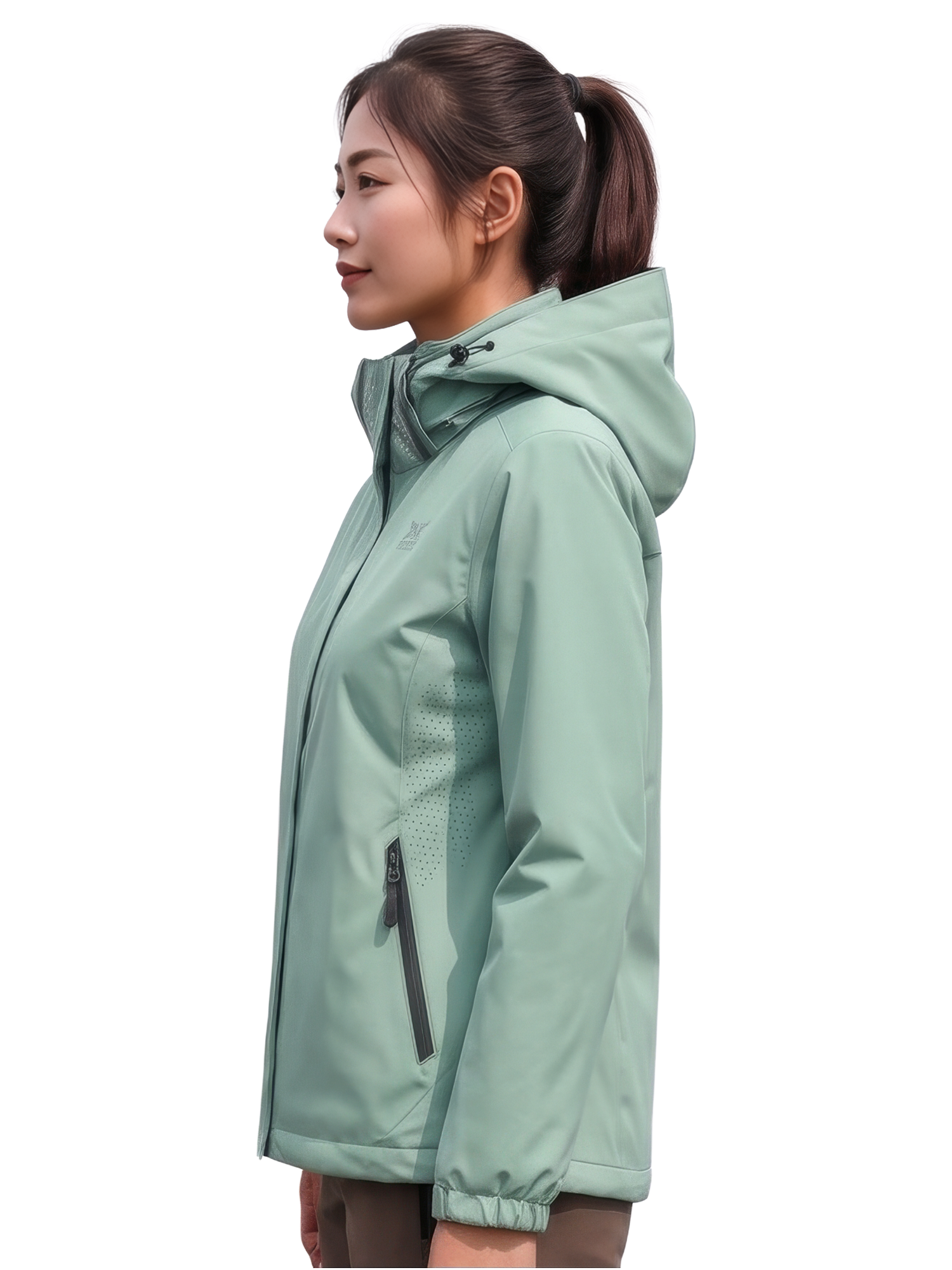 Jaket Gunung Wanita Outer Layer Detachable Hood WaterResist Hiking UL view 2
