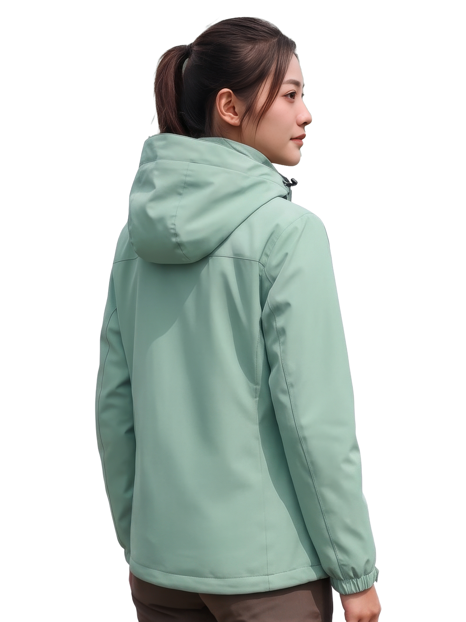 Jaket Gunung Wanita Outer Layer Detachable Hood WaterResist Hiking UL view 3