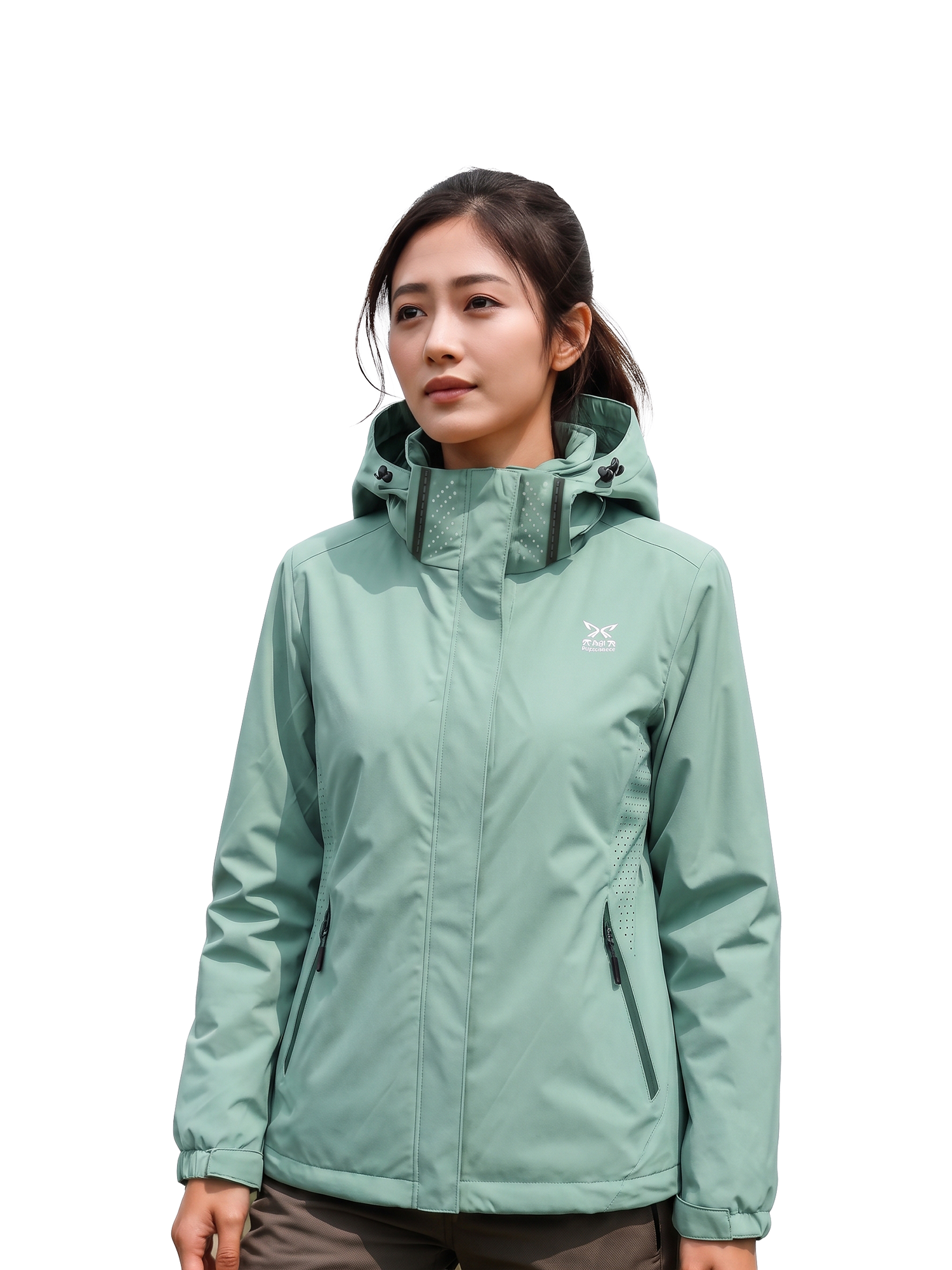 Jaket Gunung Wanita Outer Layer Detachable Hood WaterResist Hiking UL view 6